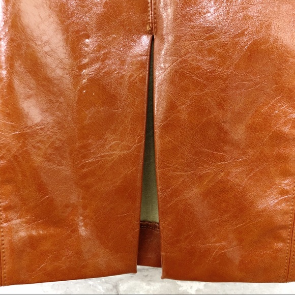NWOT BISHOP + YOUNG Brown Vegan Faux Leather Pencil Skirt Size Small - Picture 6 of 14